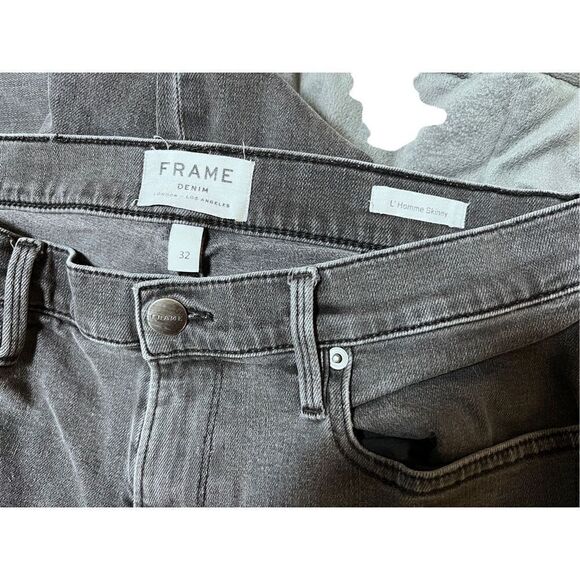 FRAME Denim L’Homme Skinny "Fade to Grey" Color Size 32 Men’s Unisex Jeans - Picture 4 of 17